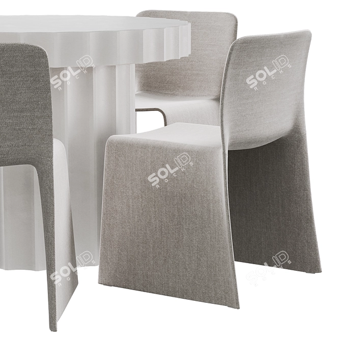 Ripple Table + Glove: Contemporary Dining Set 3D model image 4