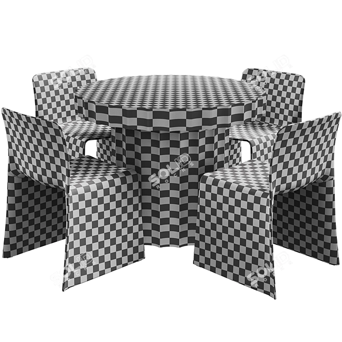 Ripple Table + Glove: Contemporary Dining Set 3D model image 5