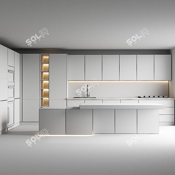 Modern Kitchen Island with Premium Appliances 3D model image 6