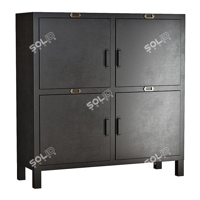 Hiba Steel 4-Door Sideboard: Sleek Storage Solution 3D model image 1