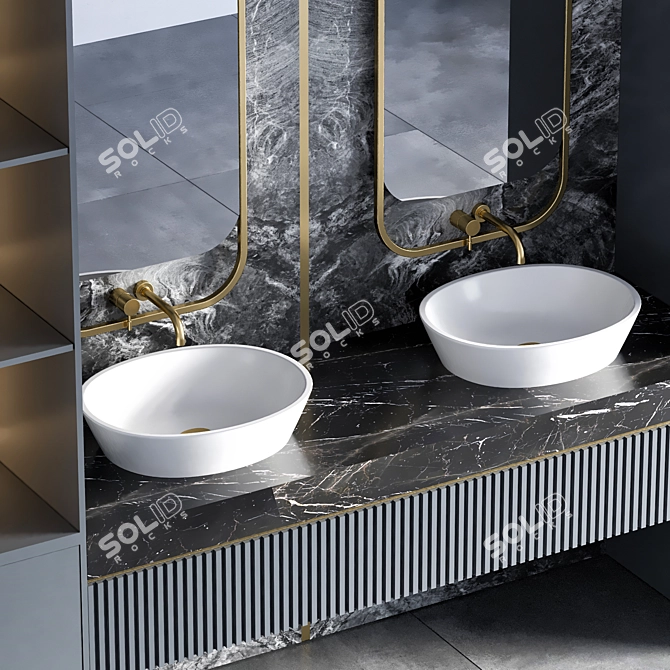 Modern Bathroom Furniture Set 3D model image 2