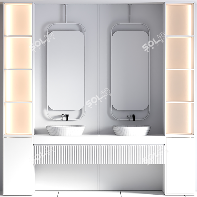 Modern Bathroom Furniture Set 3D model image 5