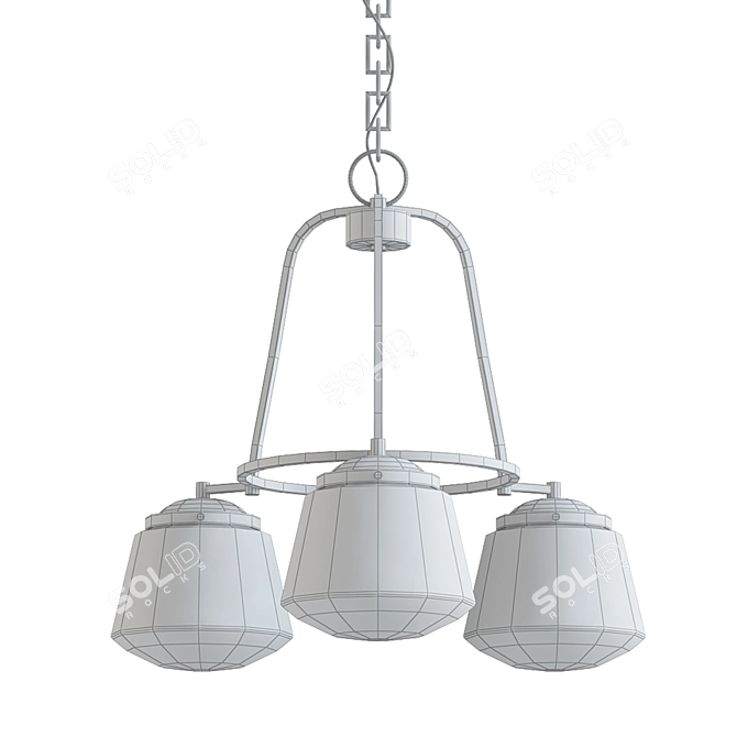 Elegant Bronze Chandelier: Mason 3-Light 3D model image 2