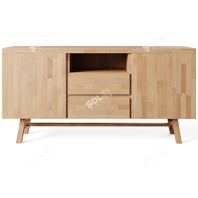 Modern Oak Bedside Table 3D model image 2