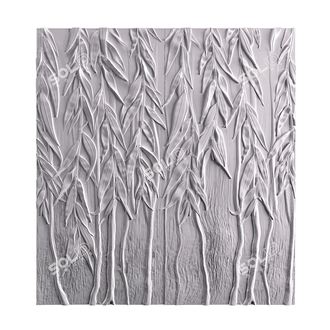 Willow Relief Panel - Handcrafted 3D Decor 3D model image 2