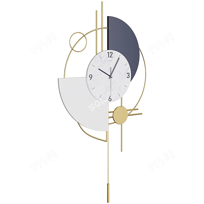 Gold Geometric Round Wall Clock 3D model image 2