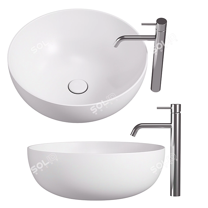 Sleek neoro n50 washbasin 3D model image 1