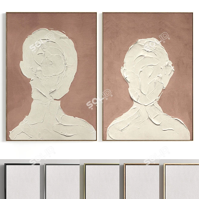 Elegant Plaster Photo Frames 3D model image 1