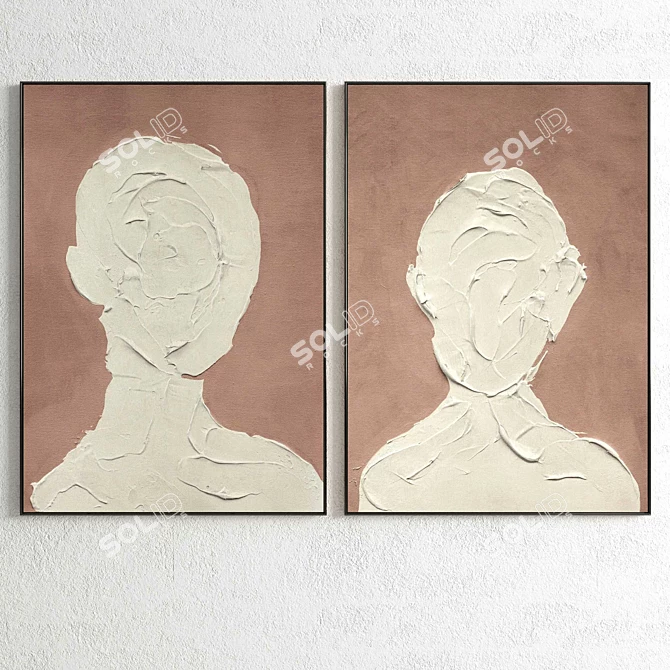 Elegant Plaster Photo Frames 3D model image 2