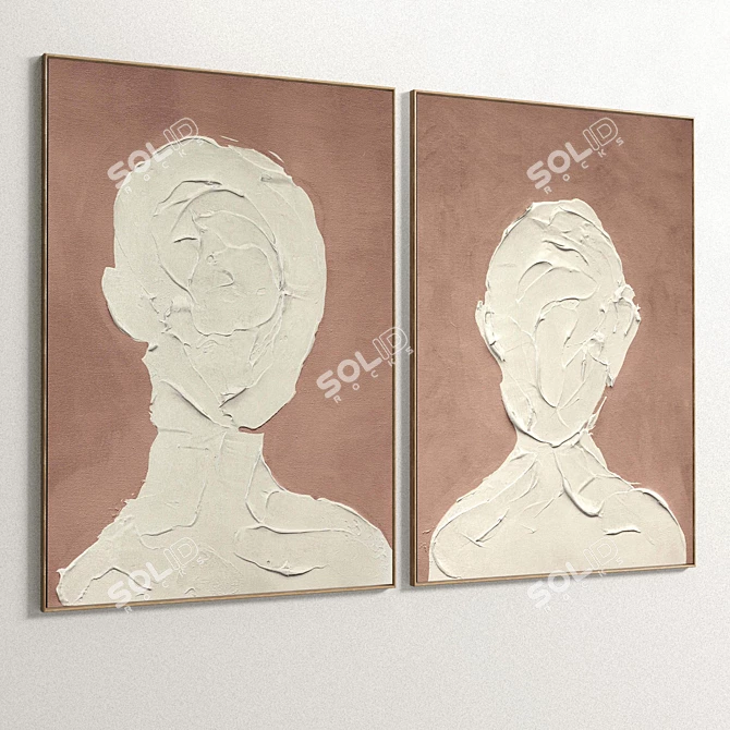 Elegant Plaster Photo Frames 3D model image 4