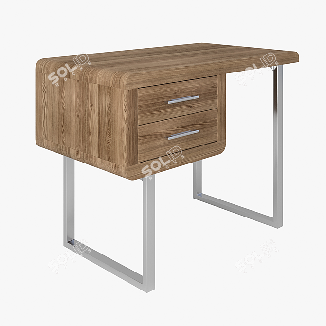 Elegant Walnut/Chrome Writing Desk 3D model image 2