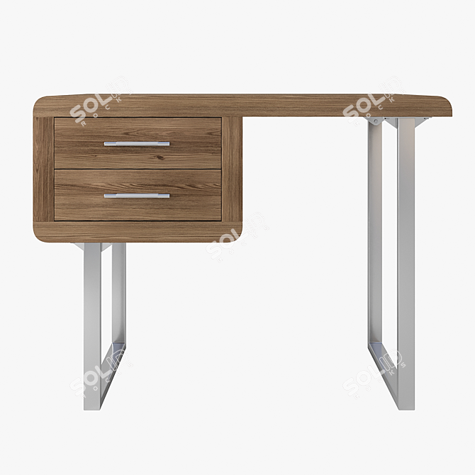 Elegant Walnut/Chrome Writing Desk 3D model image 3