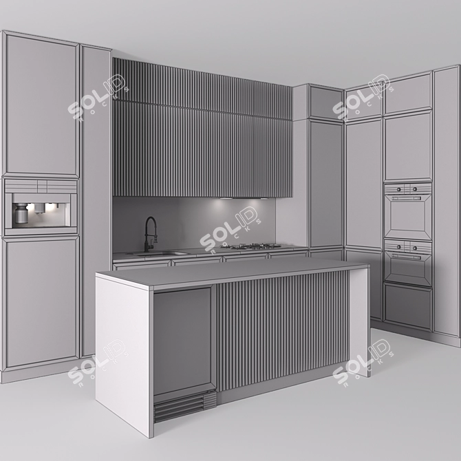 Modern Corner Kitchen with Appliances 3D model image 5