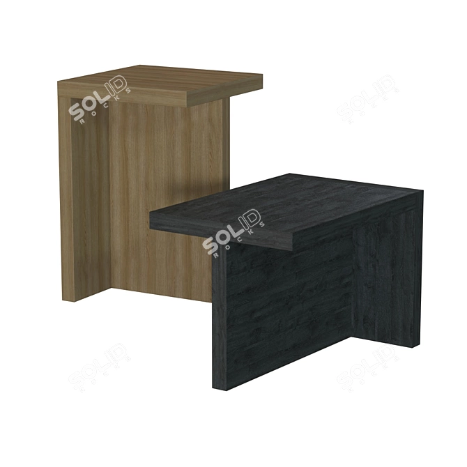 Modern Blackened Ash Stool 3D model image 6