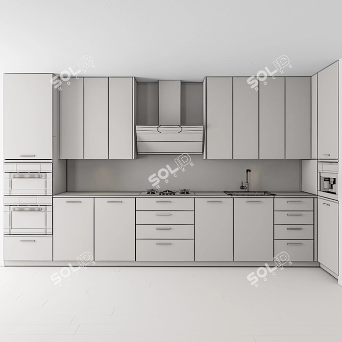 Sleek Black Wood Kitchen Cabinets 3D model image 6