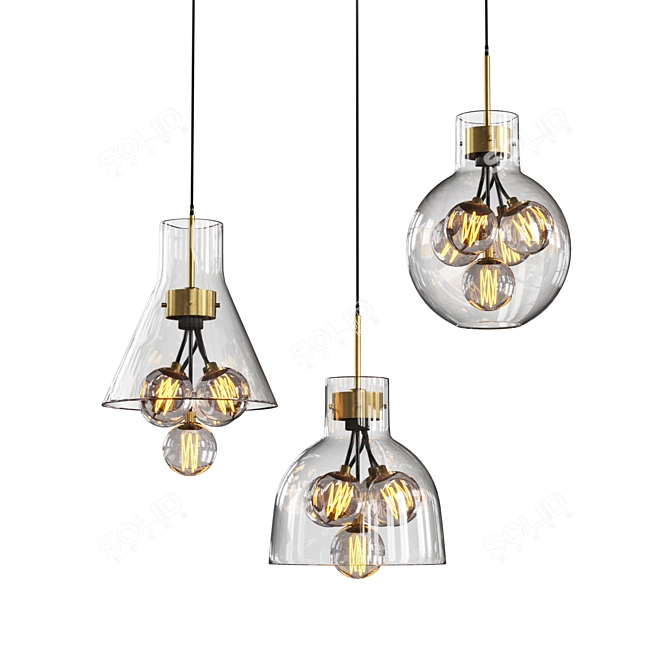 Elegant Brass Pendant Lighting 3D model image 1