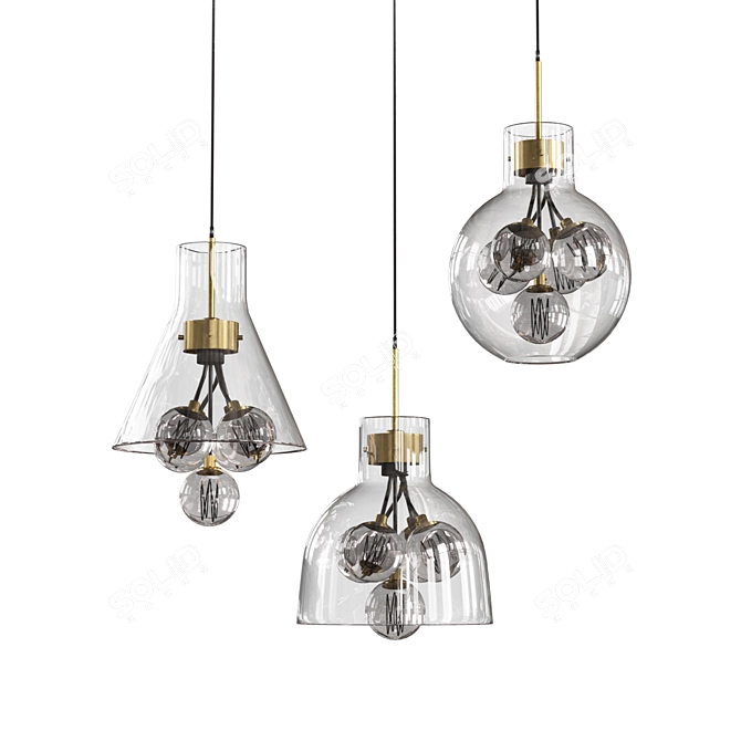 Elegant Brass Pendant Lighting 3D model image 6