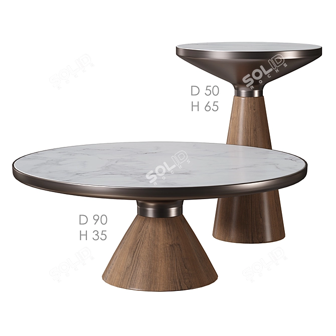 Modern Vaso Wood L Coffee Table 3D model image 4