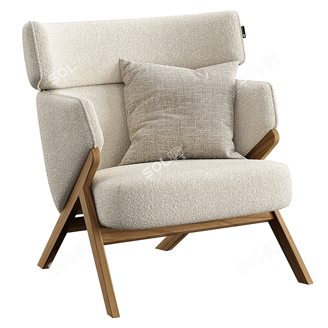 Scandinavian Inspired Cordial Armchair 3D model image 1