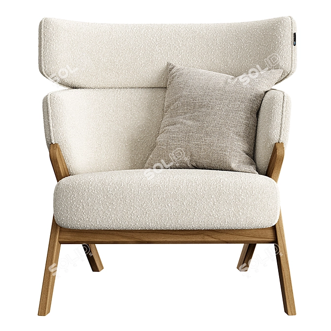 Scandinavian Inspired Cordial Armchair 3D model image 2