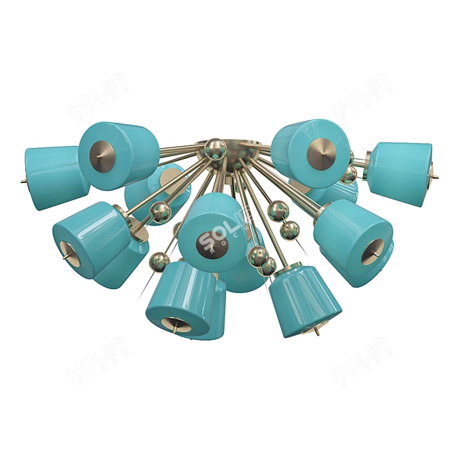 Turquoise Milk Glass Flush Mount 3D model image 1