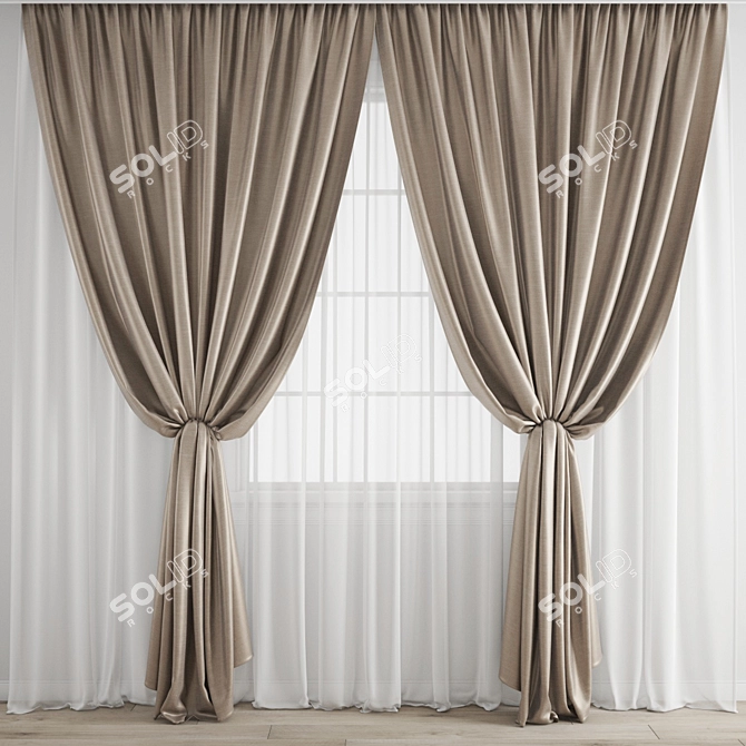 Premium Polygonal Model Curtain 3D model image 1