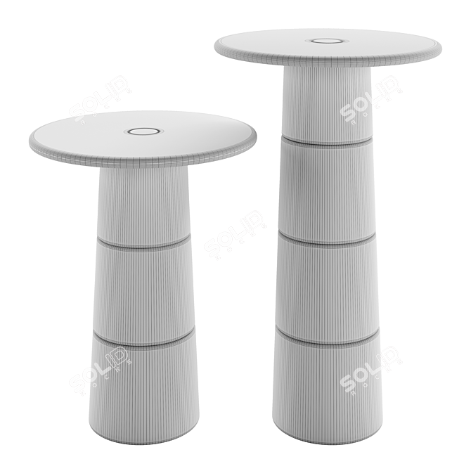 Elegant Marble and Glass Side Tables 3D model image 3