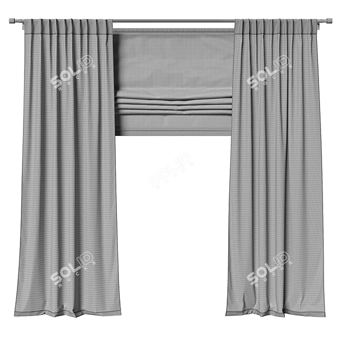 Elegant Linen Roman Blind - Perfect for Any Space 3D model image 4