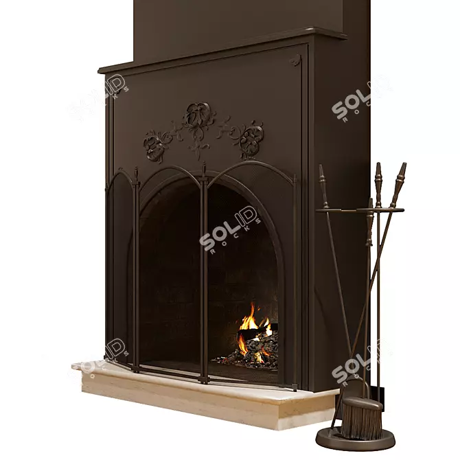 Fireplace Set with Authentic Design  Elegant and Functional 3D model image 1