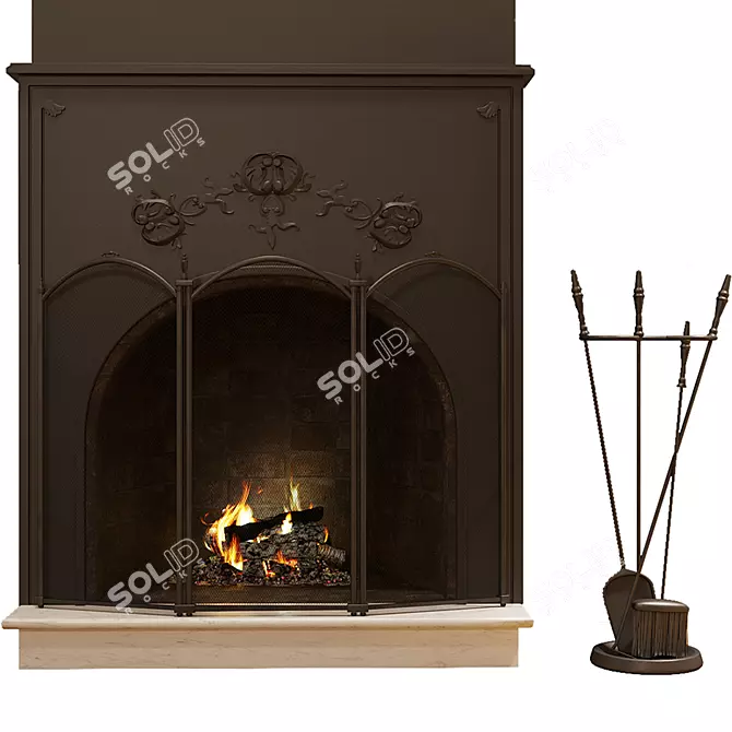 Fireplace Set with Authentic Design  Elegant and Functional 3D model image 2