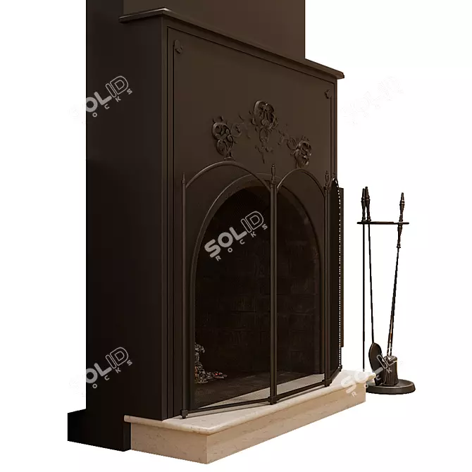 Fireplace Set with Authentic Design  Elegant and Functional 3D model image 3