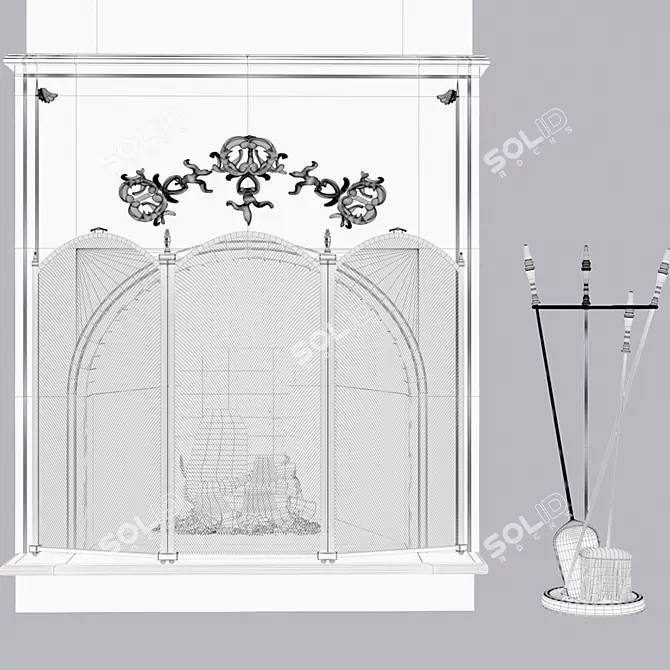 Fireplace Set with Authentic Design  Elegant and Functional 3D model image 5