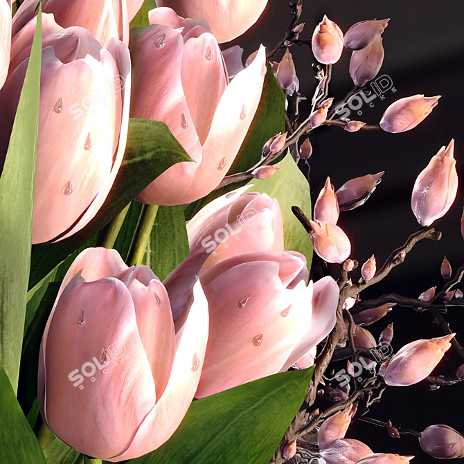 Elegant Tulip Decor Set 3D model image 2