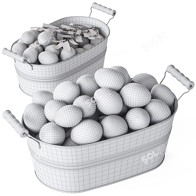 Elegant Egg Baskets: Chicken & Quail Eggs 3D model image 7