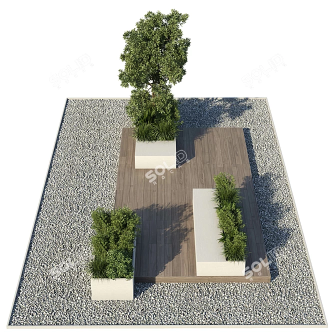 Urban Green Benches: Stylish Outdoor Furniture 3D model image 2