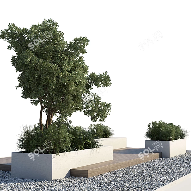 Urban Green Benches: Stylish Outdoor Furniture 3D model image 3