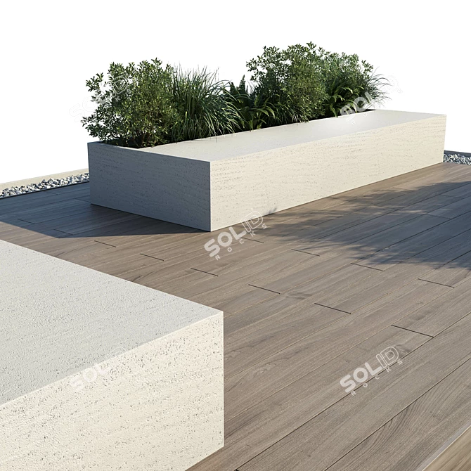 Urban Green Benches: Stylish Outdoor Furniture 3D model image 4