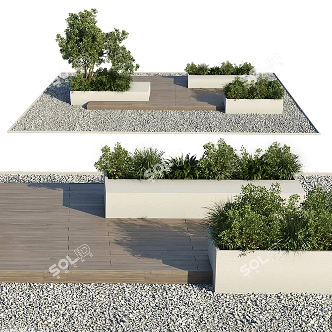 Urban Green Benches: Stylish Outdoor Furniture 3D model image 5