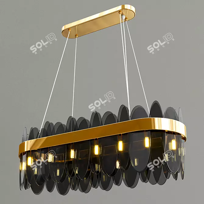 Elegant Pierre Chandelier: Metal & Glass 3D model image 3