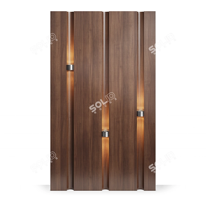 Lux Wooden Wall Panels with Overlay Lighting 3D model image 1