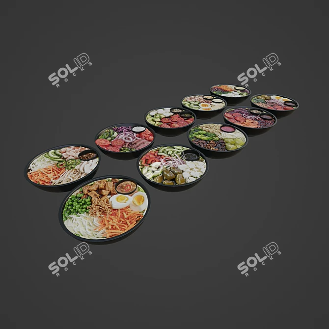 Fresh and Healthy Salad Bowls 3D model image 3