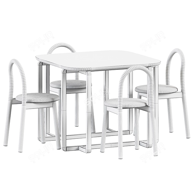 Elegant DIOX Dining Table & Bobby Chair Set 3D model image 2