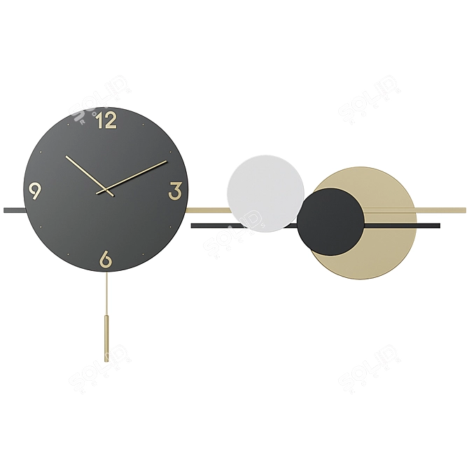 Modern Geometric Oversized Wall Clock 3D model image 1