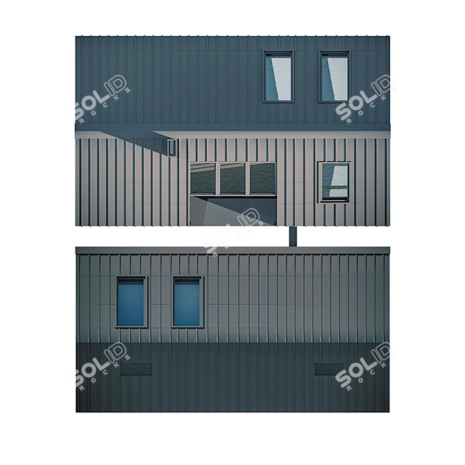 Modern Two-Story Barnhouse with Panoramic Windows 3D model image 3