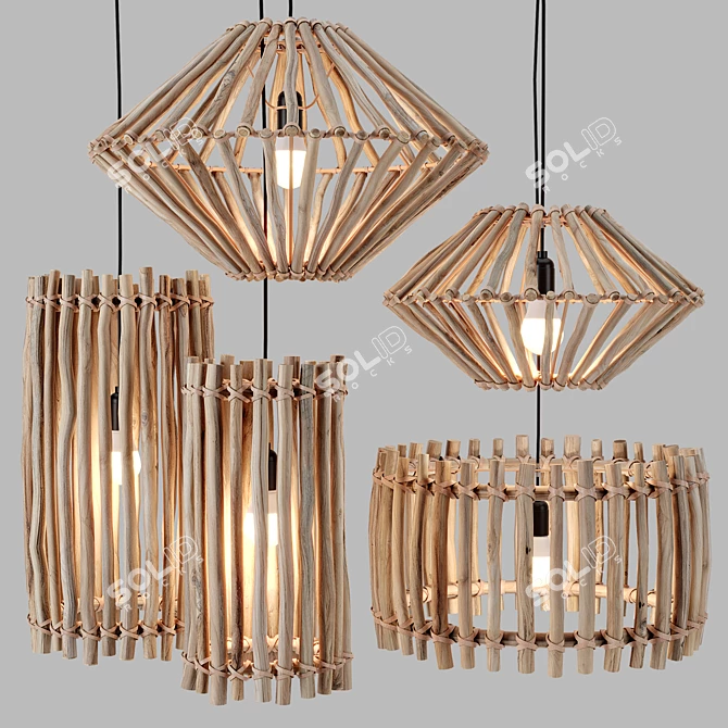 Primitive Pendant Light: Unique Rustic Design 3D model image 1