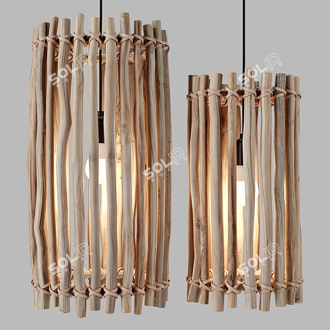 Primitive Pendant Light: Unique Rustic Design 3D model image 4