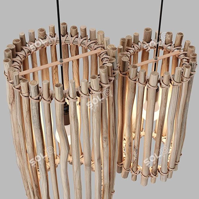 Primitive Pendant Light: Unique Rustic Design 3D model image 6