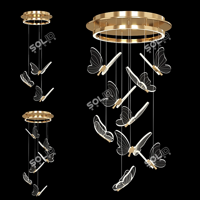 Elegant Butterfly Chandelier 3D model image 1