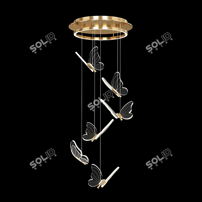 Elegant Butterfly Chandelier 3D model image 3