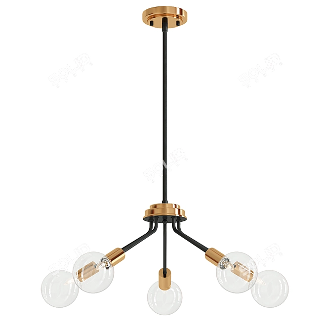 Black and Antique Gold 5-Light Sputnik Chandelier 3D model image 1